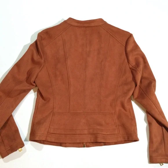 Andrew Marc Size M Faux Suede Moto Coat Jacket - Picture 8 of 9